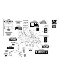 Label Map Z Force S48 Diagram and Parts List for Z-FORCES48-KH 53AH5FJB050-22HP Cub Cadet Lawn Tractor
